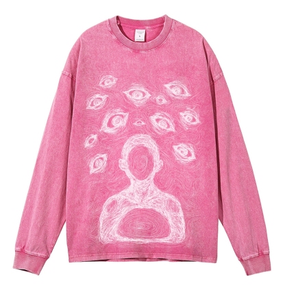 Crewneck Sweatshirt for Men Long Sleeve Vintage Acid Wash Sweatshirt