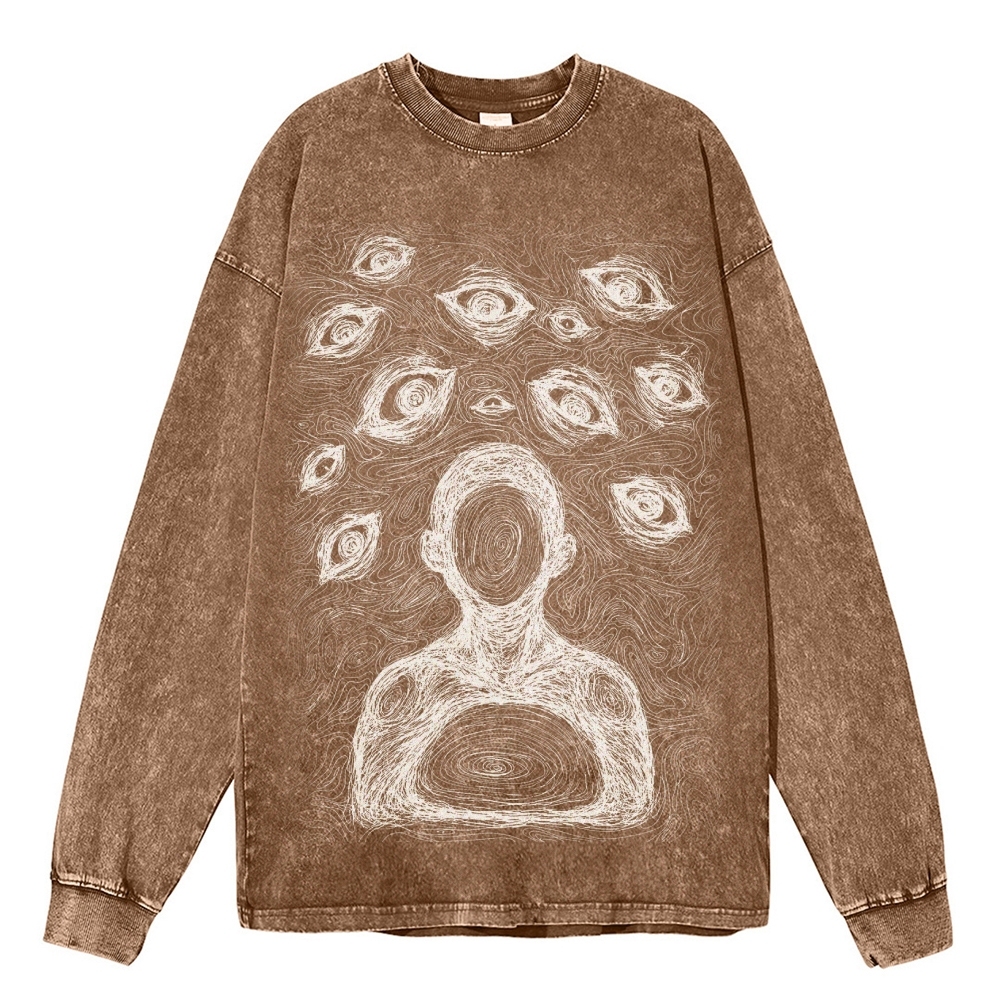 Crewneck Sweatshirt for Men Long Sleeve Vintage Acid Wash Sweatshirt