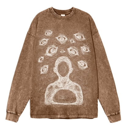 Crewneck Sweatshirt for Men Long Sleeve Vintage Acid Wash Sweatshirt