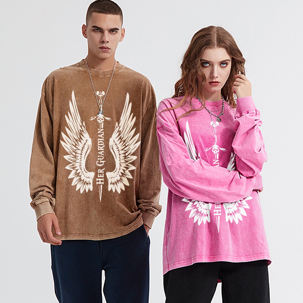 Crewneck Sweatshirt for Men Long Sleeve Vintage Acid Wash Sweatshirt