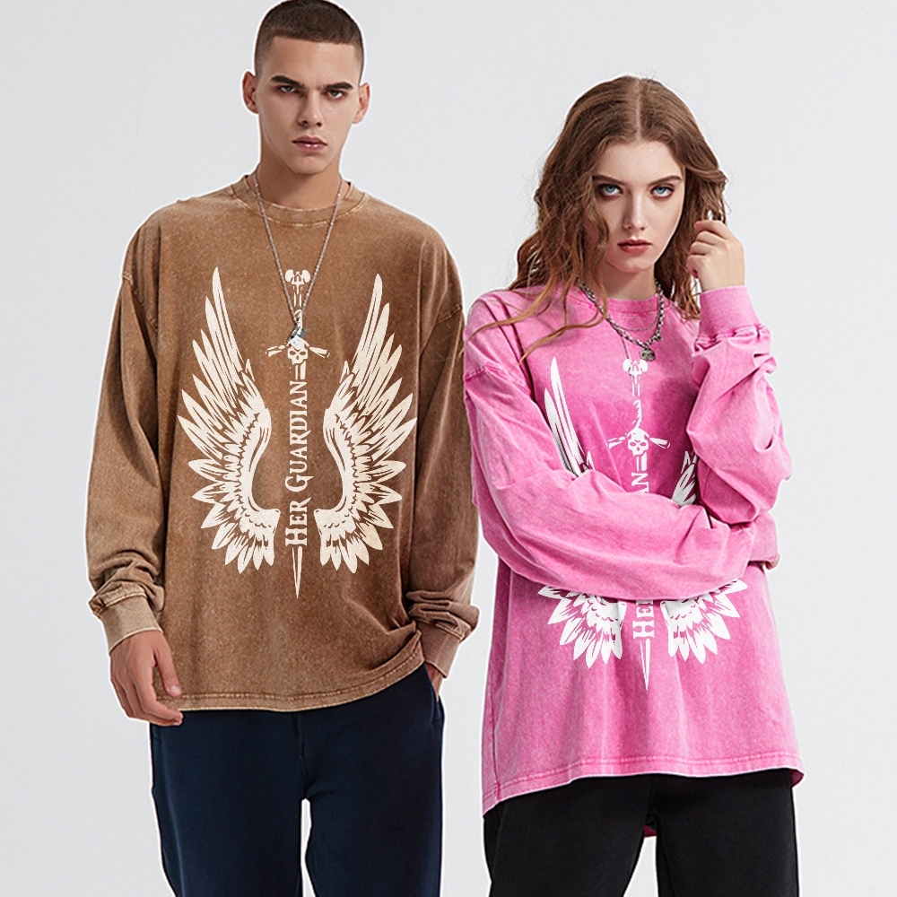 Crewneck Sweatshirt for Men Long Sleeve Vintage Acid Wash Sweatshirt