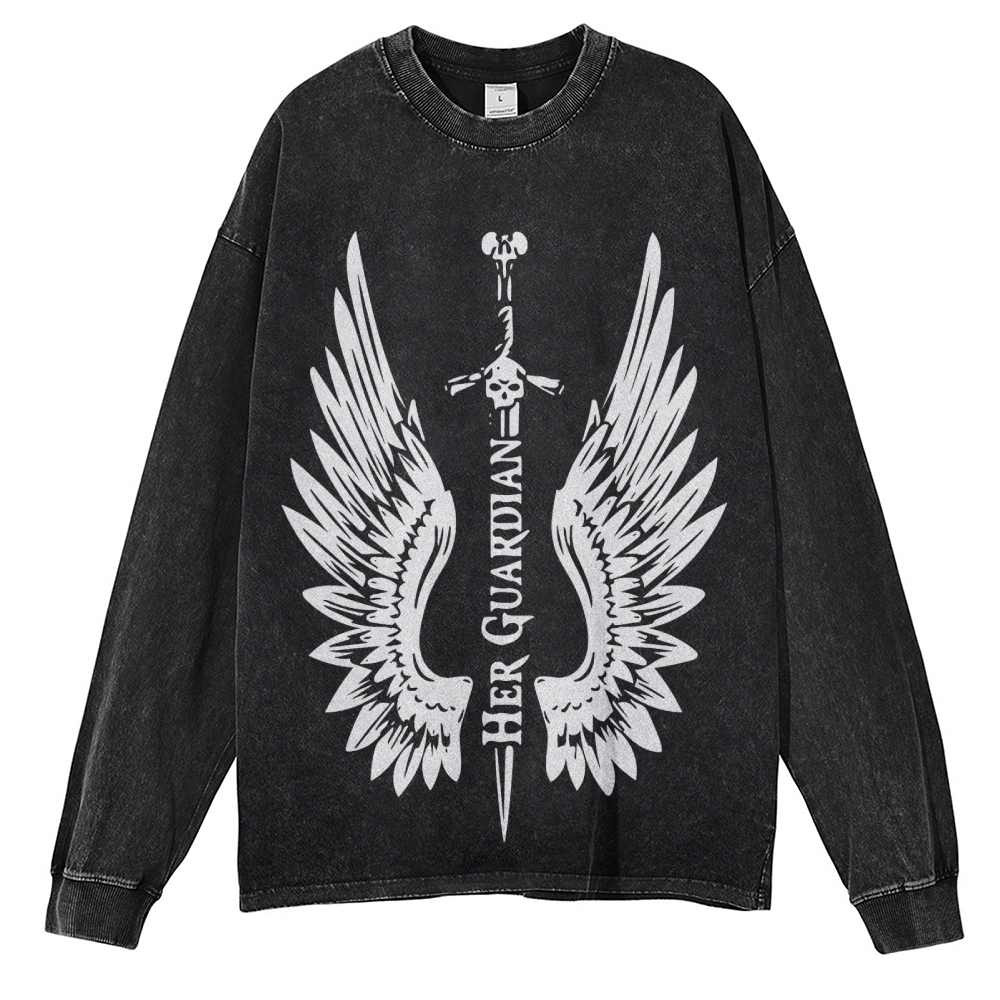 Crewneck Sweatshirt for Men Long Sleeve Vintage Acid Wash Sweatshirt