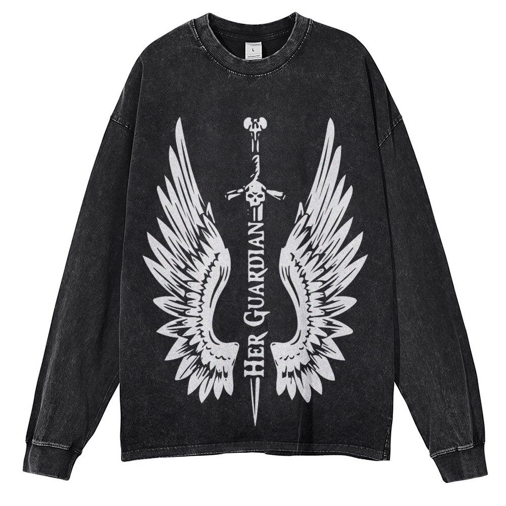 Crewneck Sweatshirt for Men Long Sleeve Vintage Acid Wash Sweatshirt