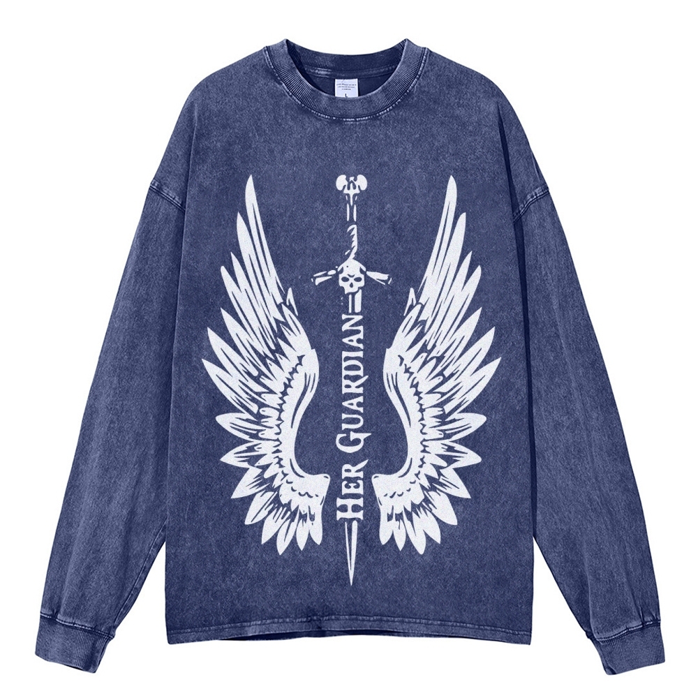 Crewneck Sweatshirt for Men Long Sleeve Vintage Acid Wash Sweatshirt