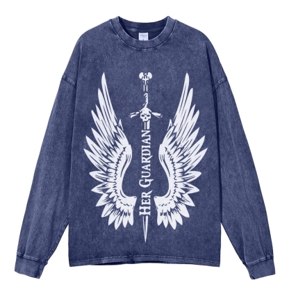 Crewneck Sweatshirt for Men Long Sleeve Vintage Acid Wash Sweatshirt