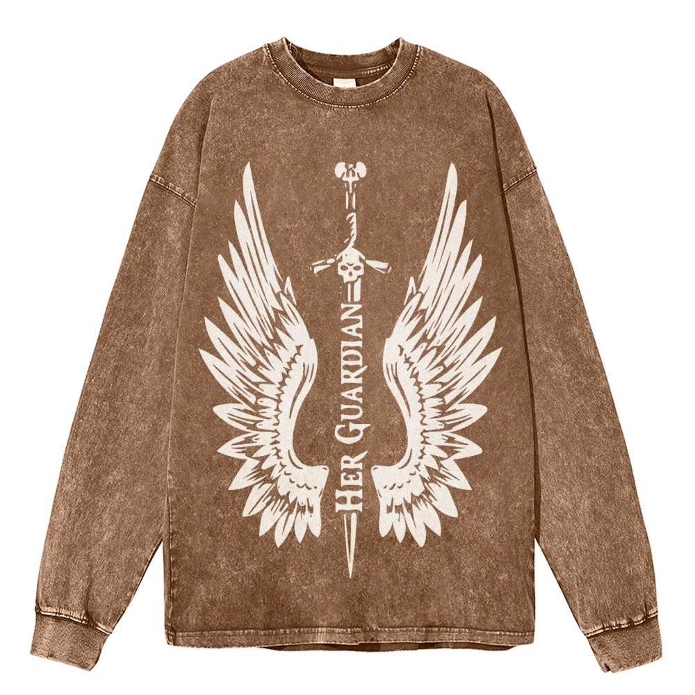 Crewneck Sweatshirt for Men Long Sleeve Vintage Acid Wash Sweatshirt