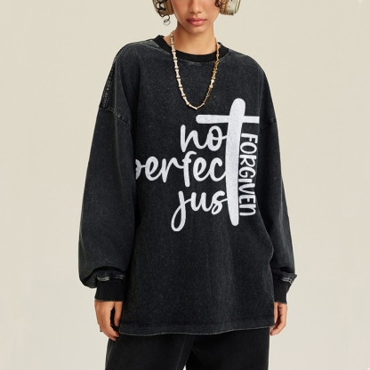 Crewneck Sweatshirt for Men Long Sleeve Vintage Acid Wash Sweatshirt