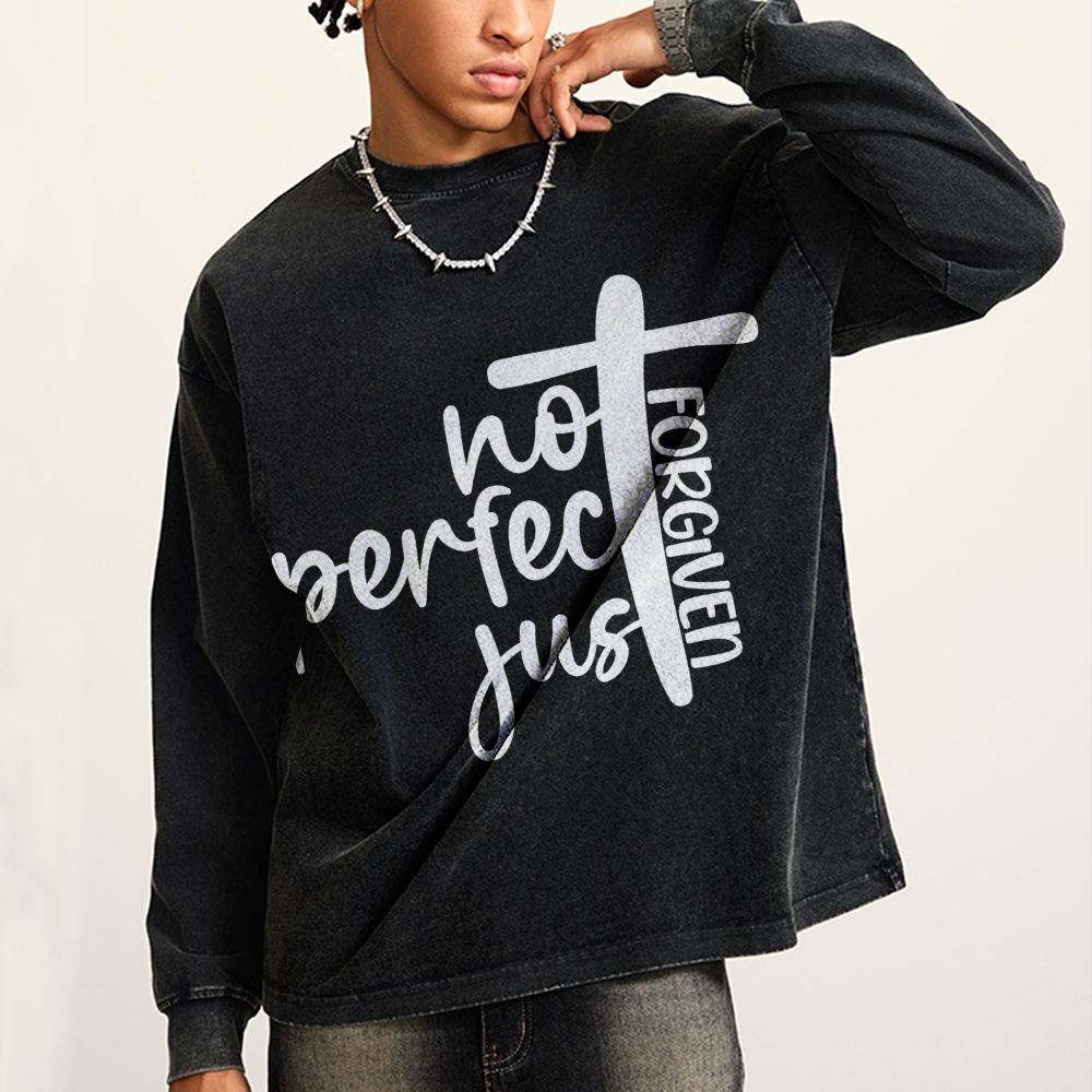 Crewneck Sweatshirt for Men Long Sleeve Vintage Acid Wash Sweatshirt