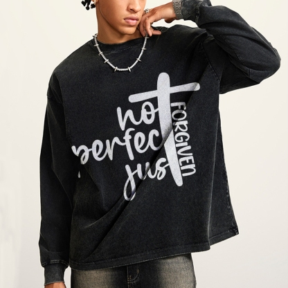 Crewneck Sweatshirt for Men Long Sleeve Vintage Acid Wash Sweatshirt