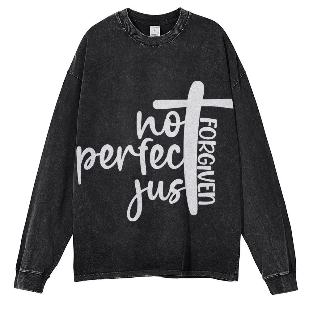 Crewneck Sweatshirt for Men Long Sleeve Vintage Acid Wash Sweatshirt