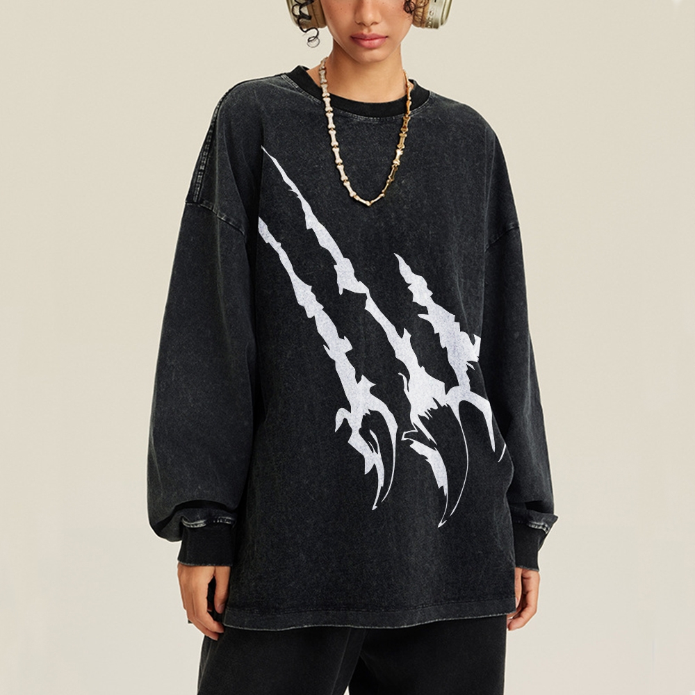 Crewneck Sweatshirt for Men Long Sleeve Vintage Acid Wash Sweatshirt