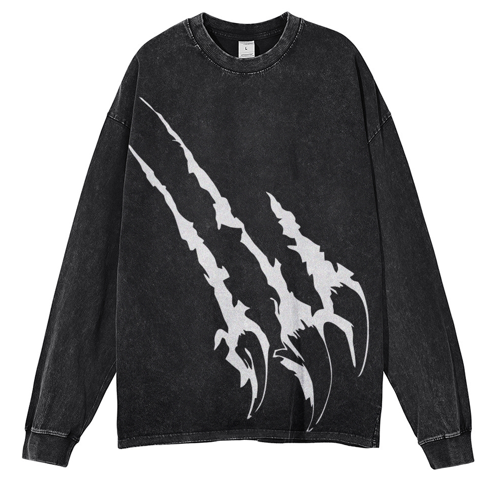 Crewneck Sweatshirt for Men Long Sleeve Vintage Acid Wash Sweatshirt