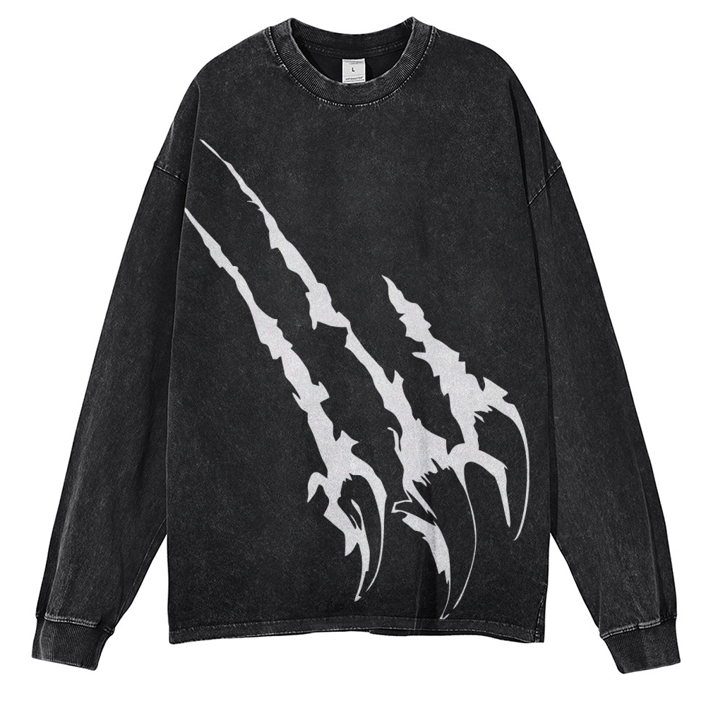 Crewneck Sweatshirt for Men Long Sleeve Vintage Acid Wash Sweatshirt