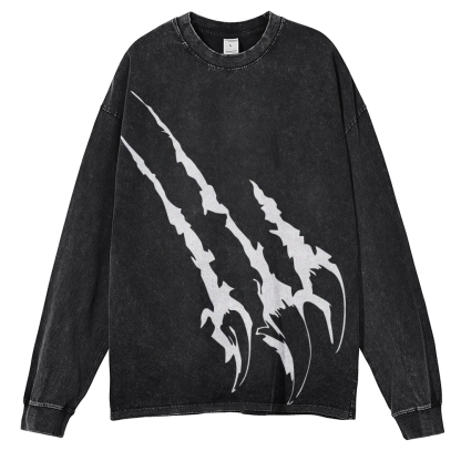 Crewneck Sweatshirt for Men Long Sleeve Vintage Acid Wash Sweatshirt