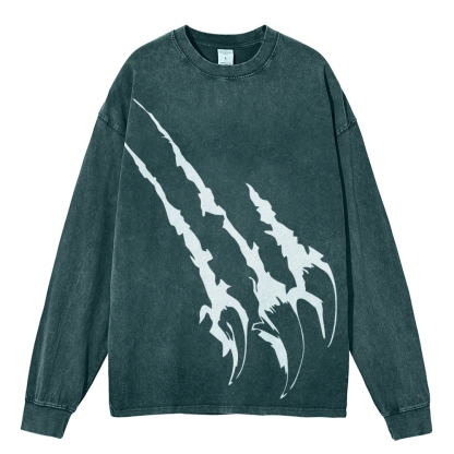 Crewneck Sweatshirt for Men Long Sleeve Vintage Acid Wash Sweatshirt