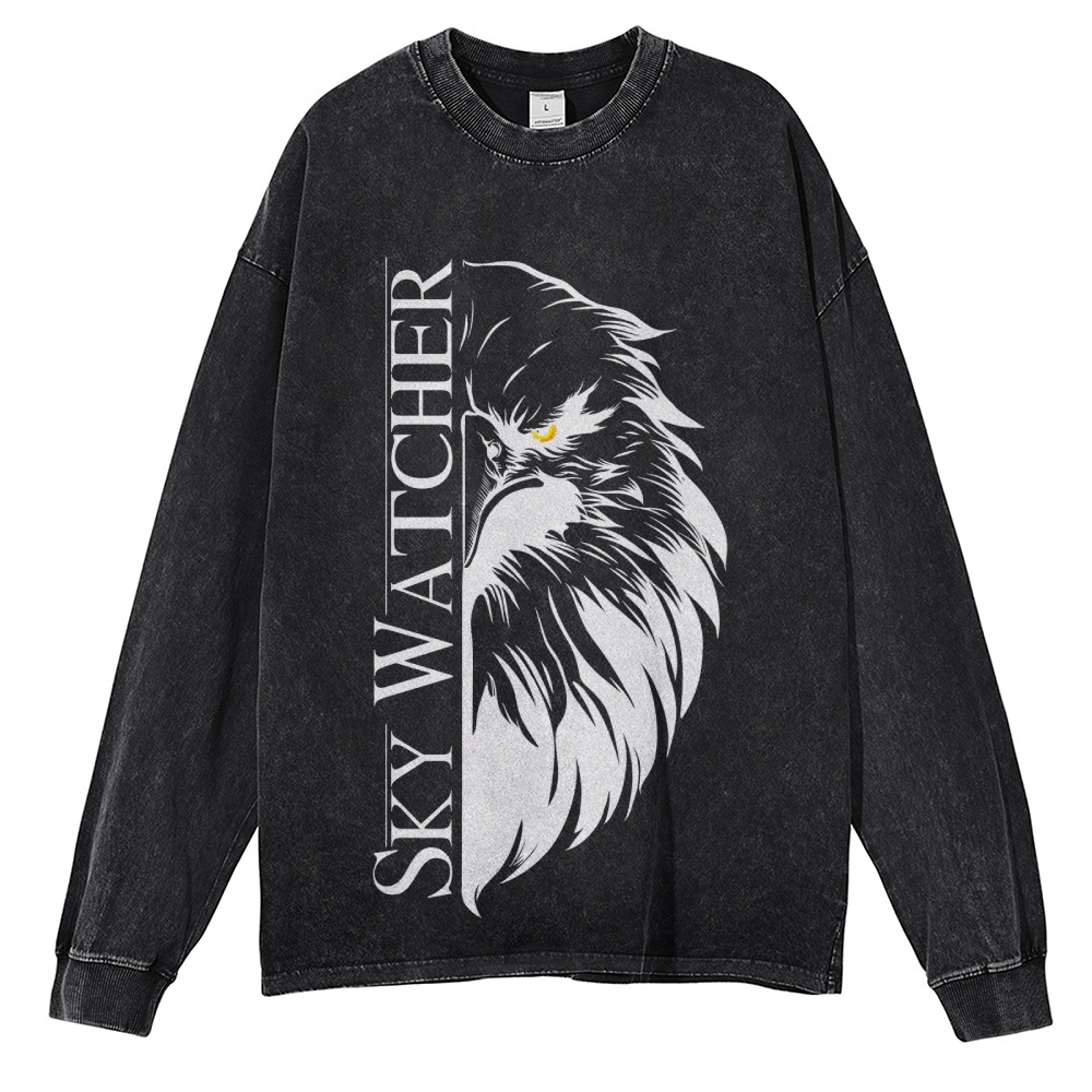 Crewneck Sweatshirt for Men Long Sleeve Vintage Acid Wash Sweatshirt