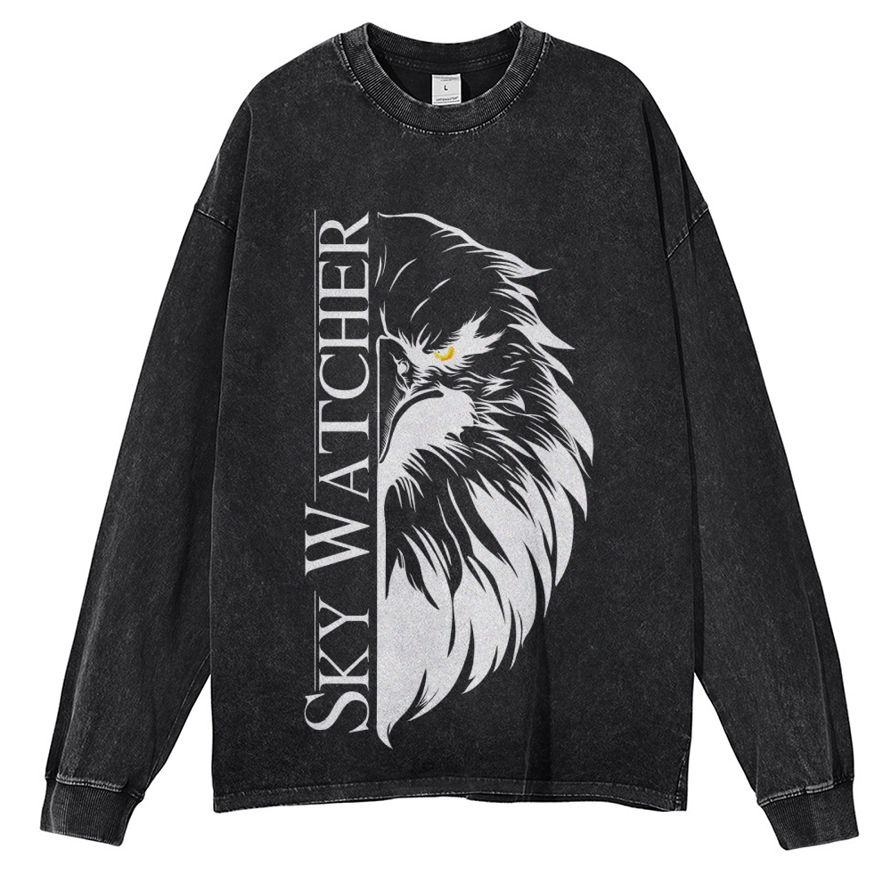 Crewneck Sweatshirt for Men Long Sleeve Vintage Acid Wash Sweatshirt