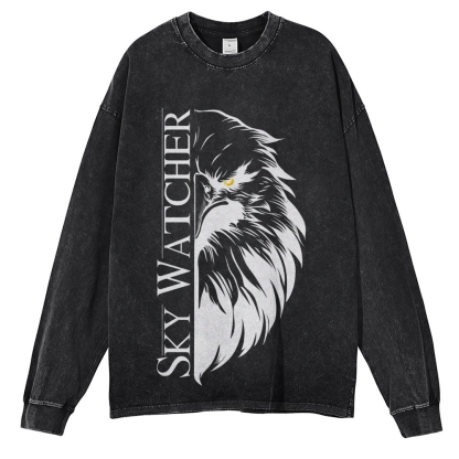 Crewneck Sweatshirt for Men Long Sleeve Vintage Acid Wash Sweatshirt