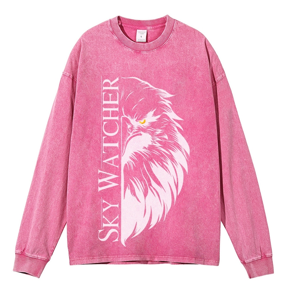 Crewneck Sweatshirt for Men Long Sleeve Vintage Acid Wash Sweatshirt