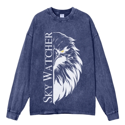 Crewneck Sweatshirt for Men Long Sleeve Vintage Acid Wash Sweatshirt