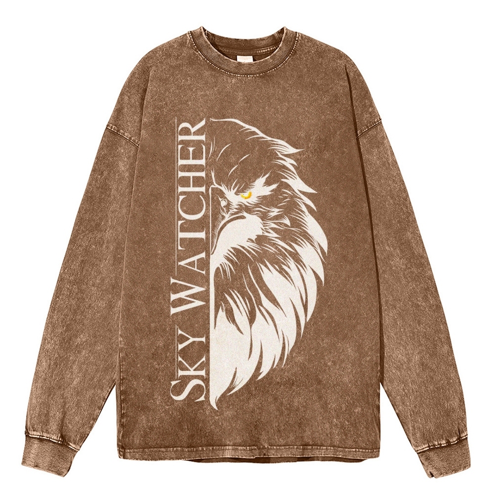 Crewneck Sweatshirt for Men Long Sleeve Vintage Acid Wash Sweatshirt