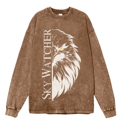 Crewneck Sweatshirt for Men Long Sleeve Vintage Acid Wash Sweatshirt