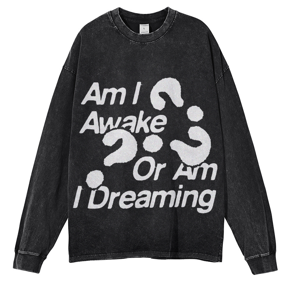 Crewneck Sweatshirt for Men Long Sleeve Vintage Acid Wash Sweatshirt