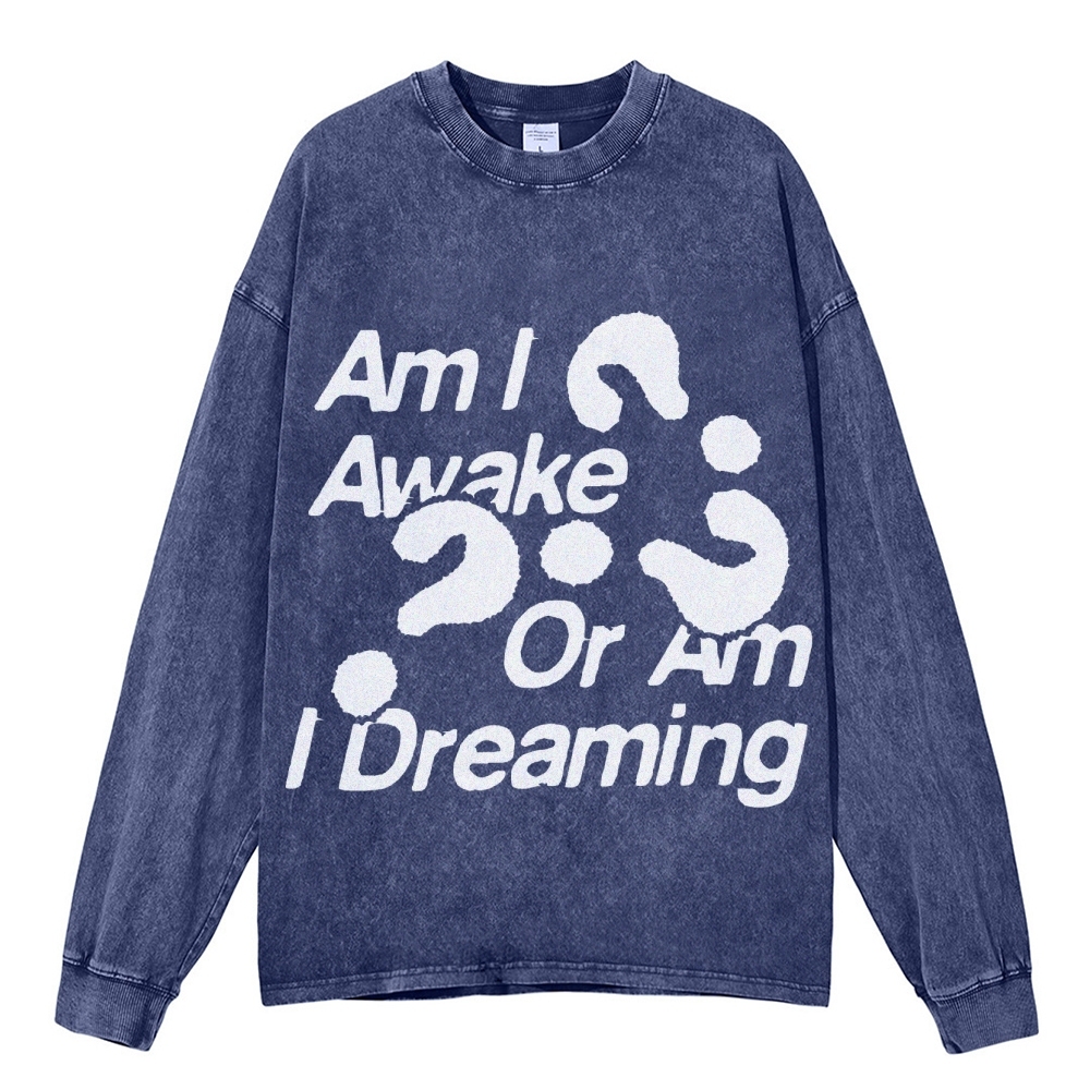 Crewneck Sweatshirt for Men Long Sleeve Vintage Acid Wash Sweatshirt