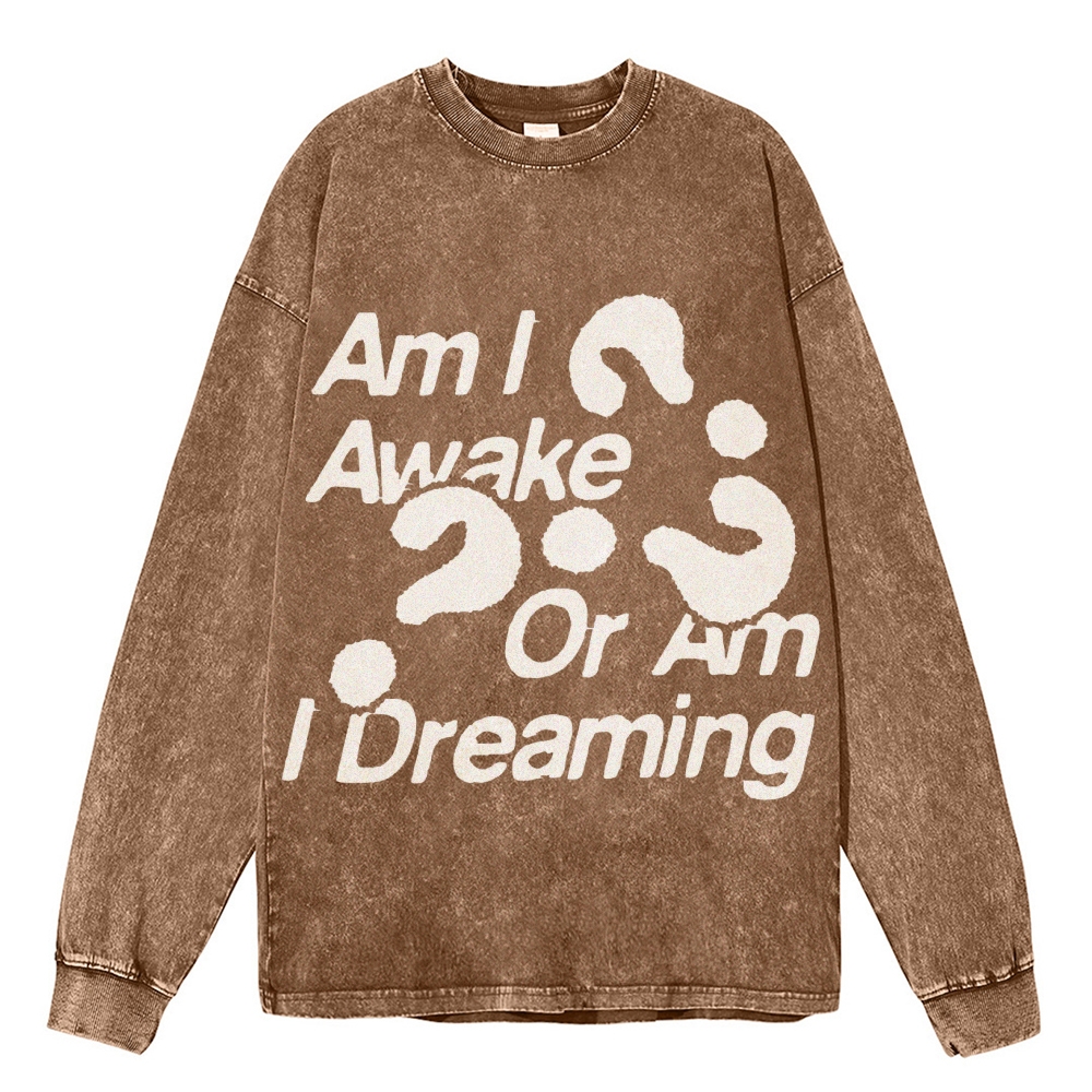 Crewneck Sweatshirt for Men Long Sleeve Vintage Acid Wash Sweatshirt