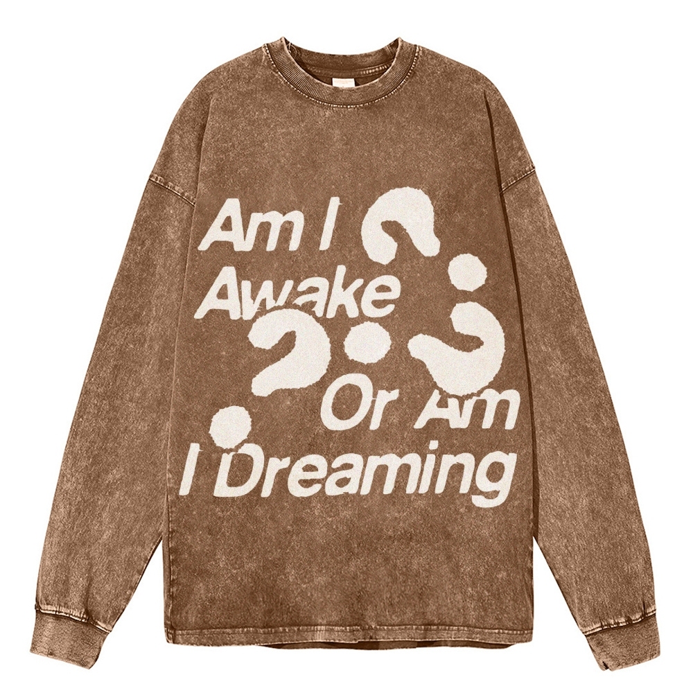 Crewneck Sweatshirt for Men Long Sleeve Vintage Acid Wash Sweatshirt