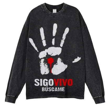 Crewneck Sweatshirt for Men Long Sleeve Vintage Acid Wash Sweatshirt