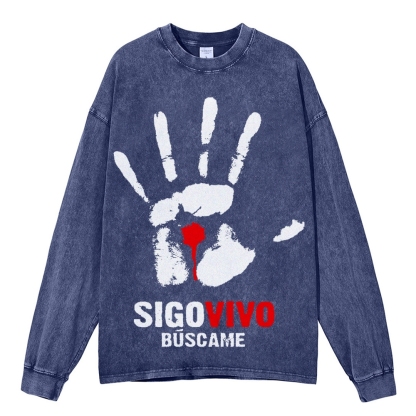 Crewneck Sweatshirt for Men Long Sleeve Vintage Acid Wash Sweatshirt