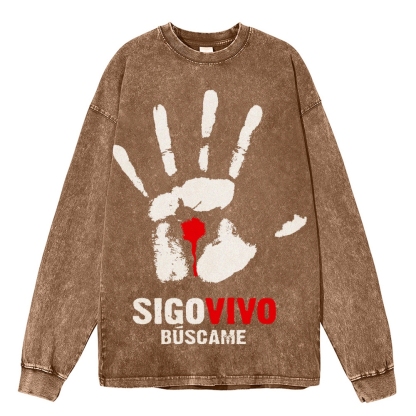 Crewneck Sweatshirt for Men Long Sleeve Vintage Acid Wash Sweatshirt