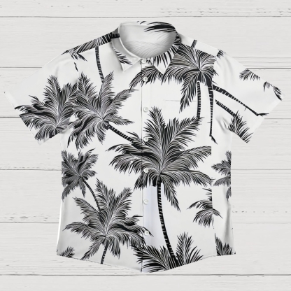 Tropical Paradise Men's Short-Sleeve Shirt - Palm Leaf Design