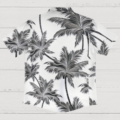 Tropical Paradise Men's Short-Sleeve Shirt - Palm Leaf Design