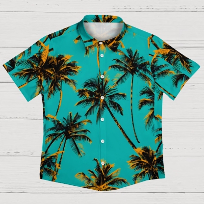 Oceanic Palm Frond Print Men's Lightweight Summer Shirt