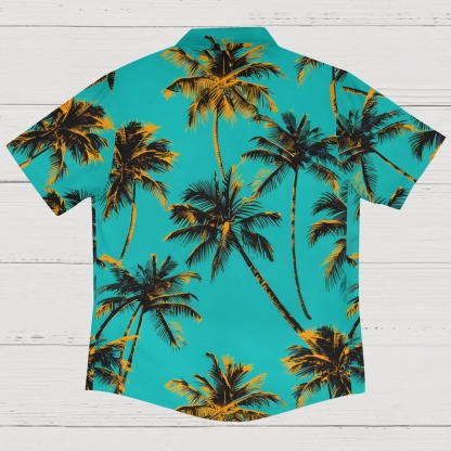 Oceanic Palm Frond Print Men's Lightweight Summer Shirt