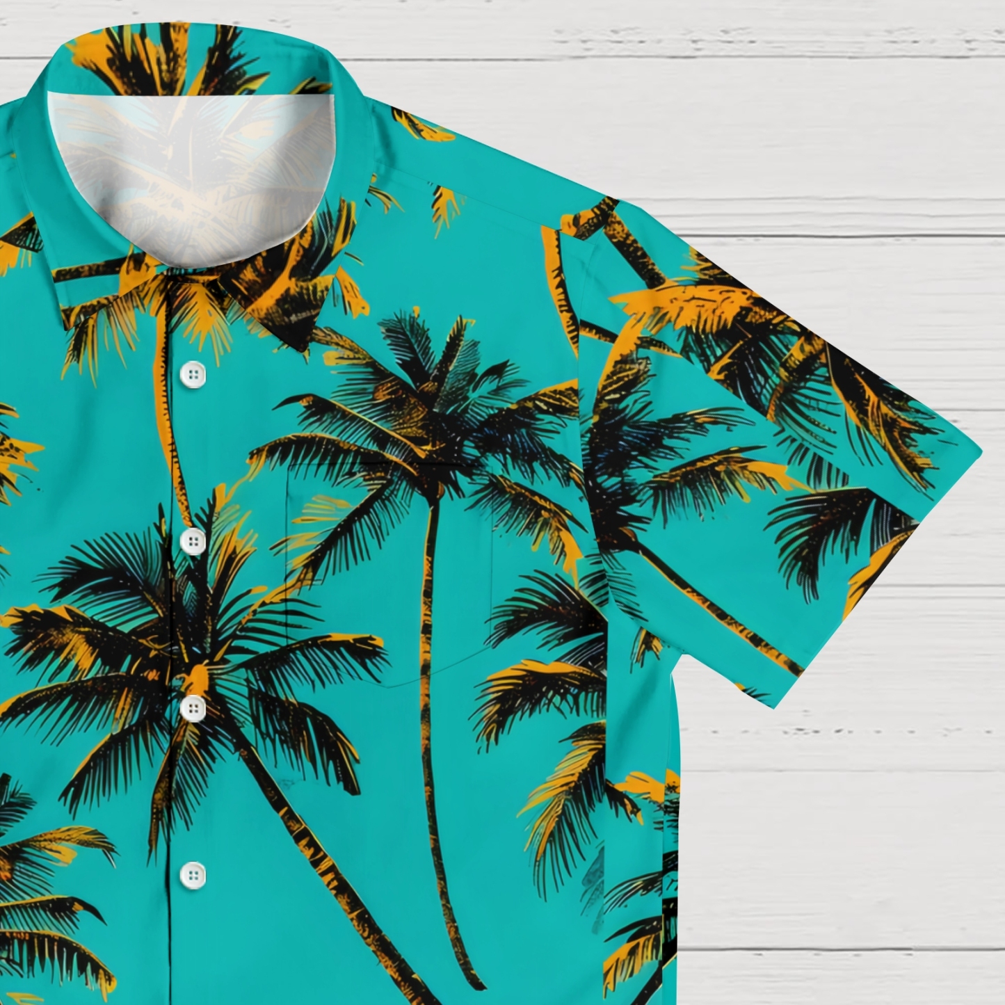 Oceanic Palm Frond Print Men's Lightweight Summer Shirt