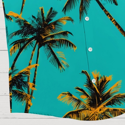 Oceanic Palm Frond Print Men's Lightweight Summer Shirt