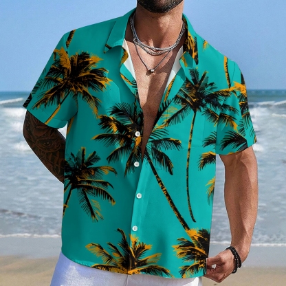 Oceanic Palm Frond Print Men's Lightweight Summer Shirt