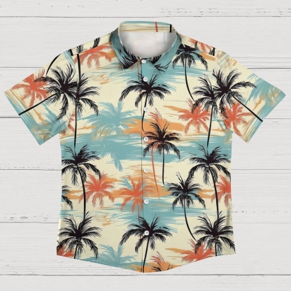 Surf & Sand Print Men's Breathable Linen Beach Shirt