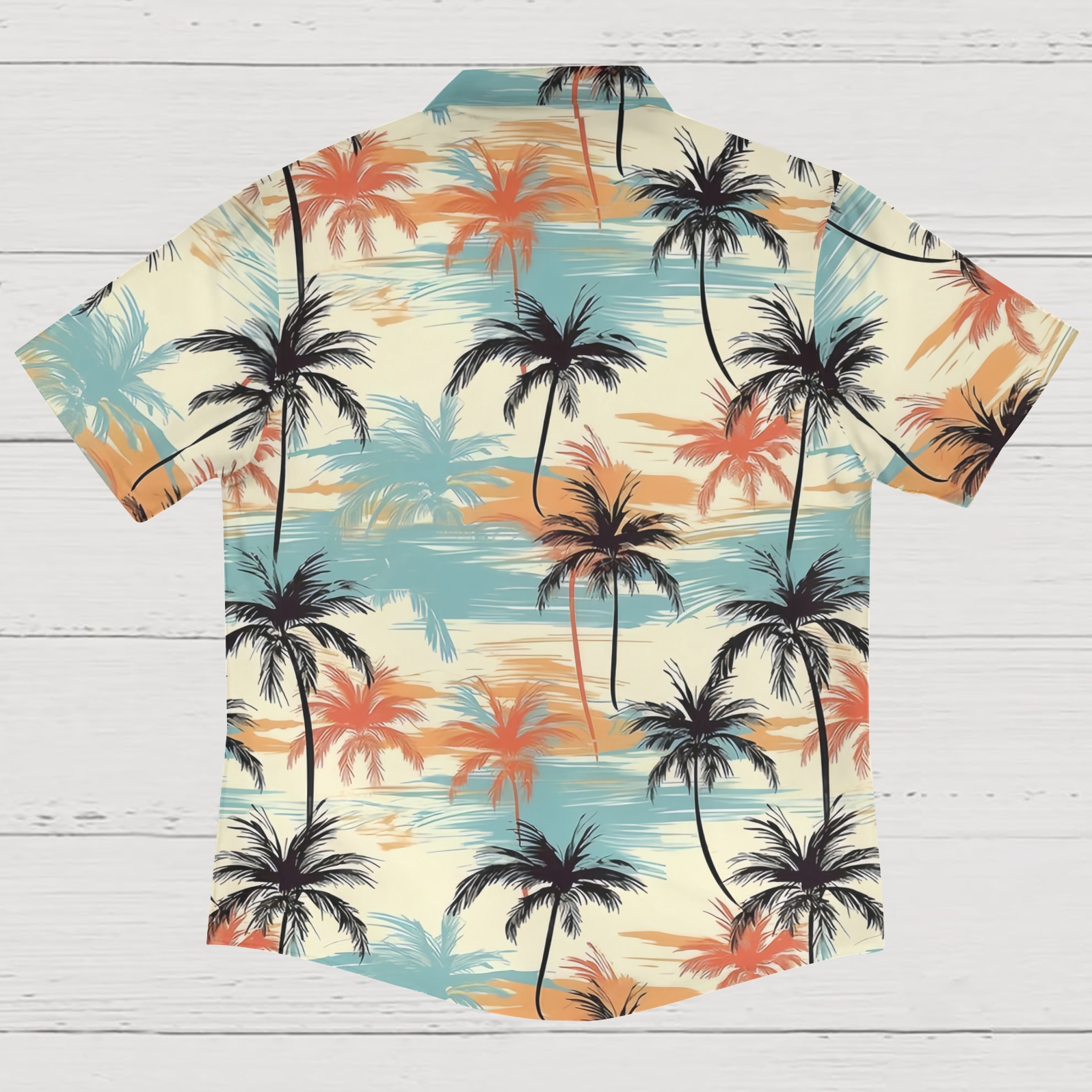 Surf & Sand Print Men's Breathable Linen Beach Shirt