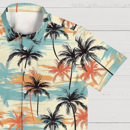 Surf & Sand Print Men's Breathable Linen Beach Shirt