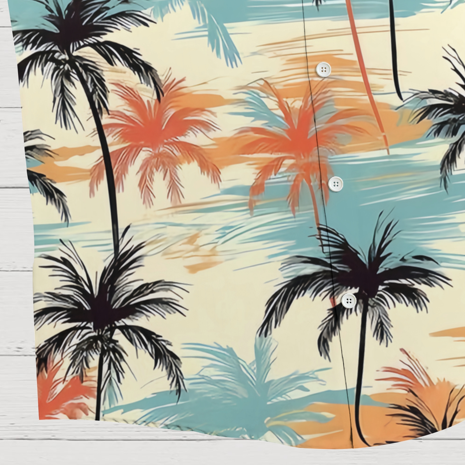 Surf & Sand Print Men's Breathable Linen Beach Shirt