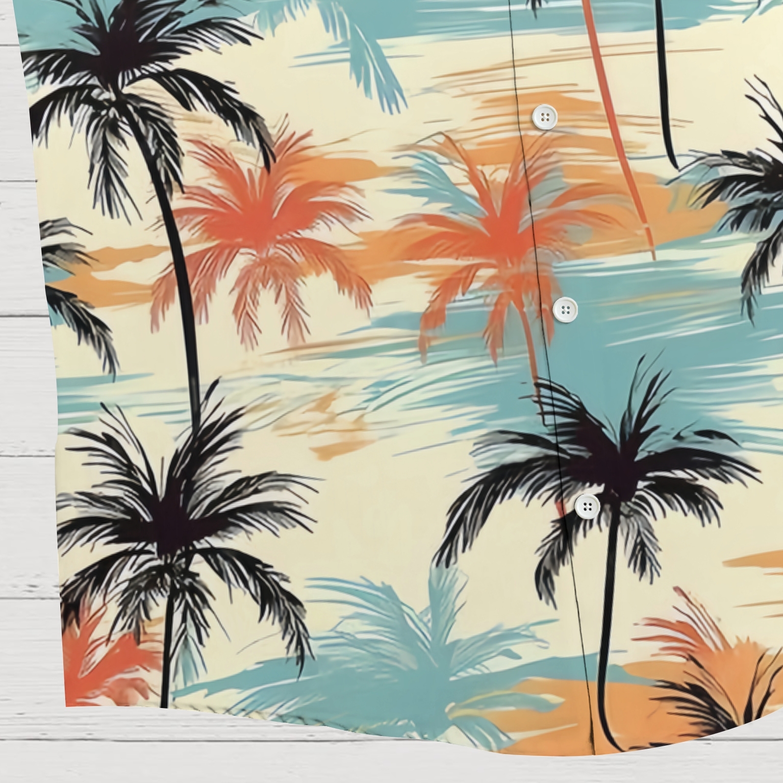 Surf & Sand Print Men's Breathable Linen Beach Shirt