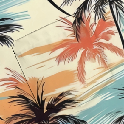 Surf & Sand Print Men's Breathable Linen Beach Shirt