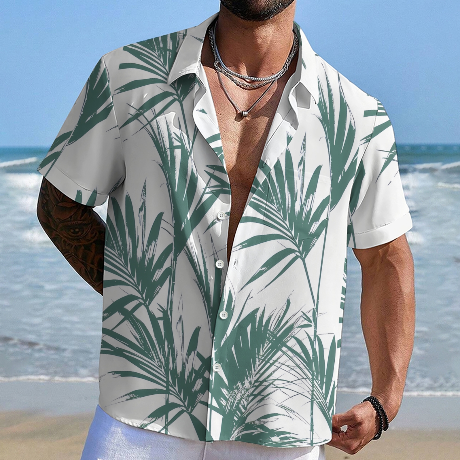 Breezy Coconut Leaf Men's Vacation-Ready Tropical Shirt 