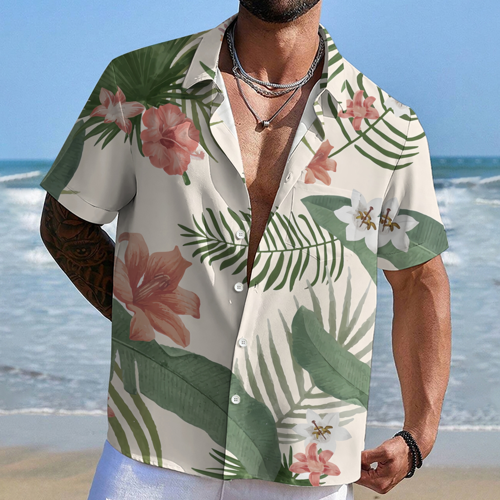Breezy Coconut Leaf Men's Vacation-Ready Tropical Shirt 