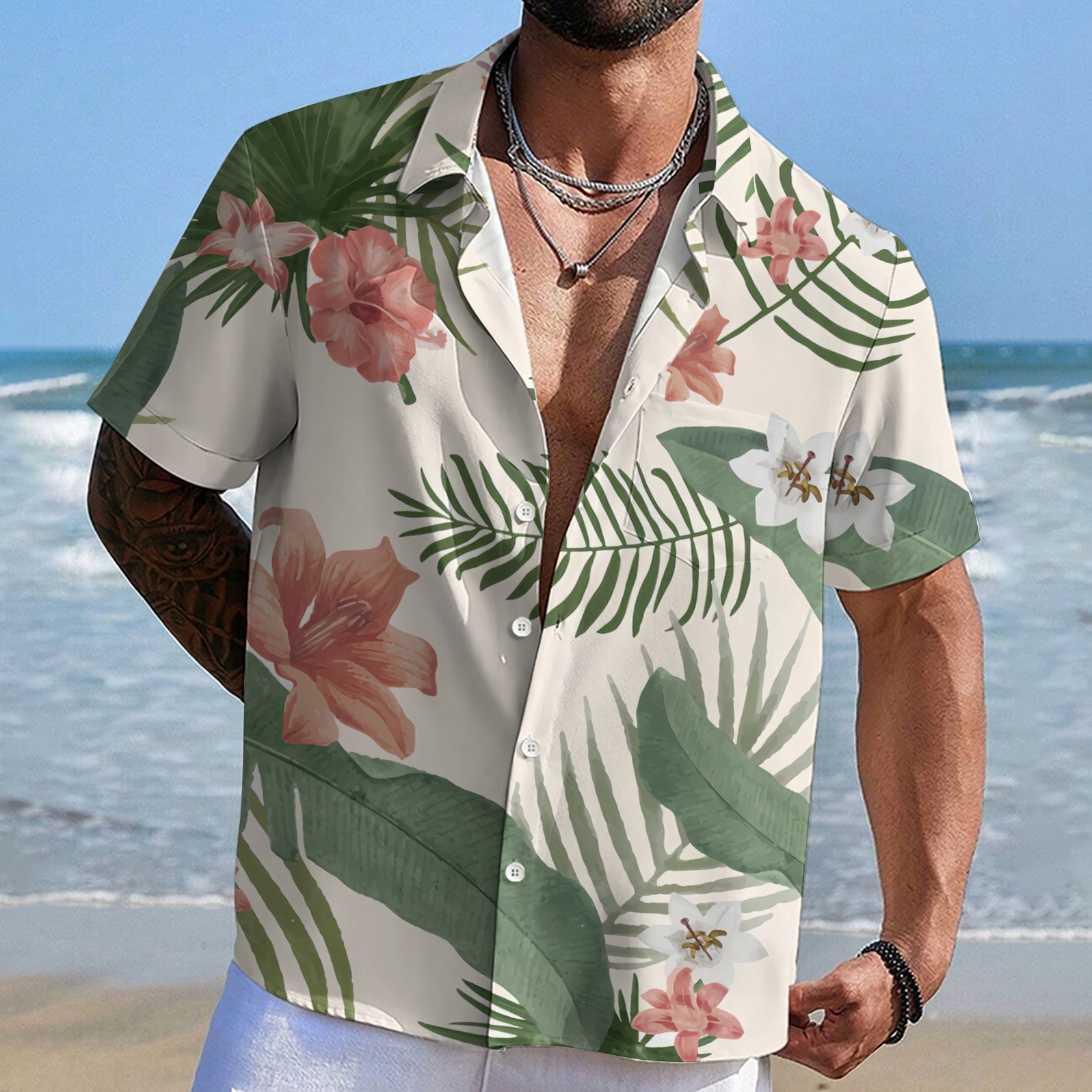 Breezy Coconut Leaf Men's Vacation-Ready Tropical Shirt