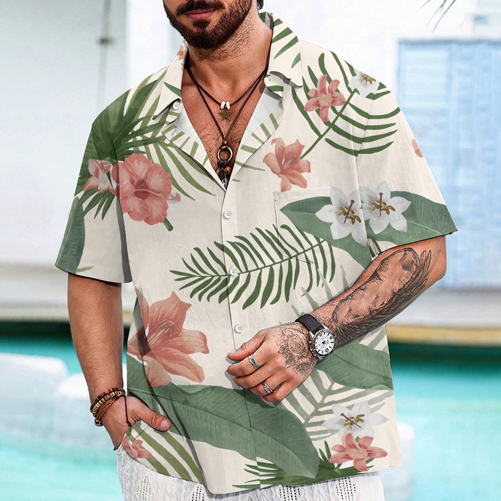 Breezy Coconut Leaf Men's Vacation-Ready Tropical Shirt 